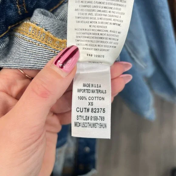 $298 Citizens of Humanity Blue Cotton Cropped Denim Alma Horsebit Jacket size XS - Picture 10 of 10